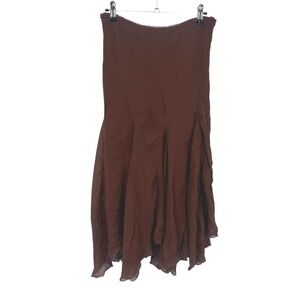 Y2K Boho Woodland Fairy Midi Skirt M Brown Sheer Layered Flowy Romantic Forest